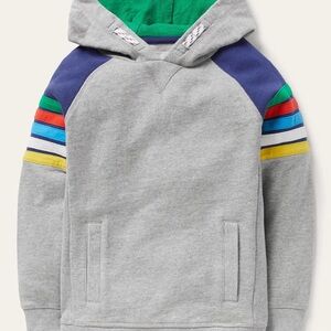 Boden Gray Hoodie with Colorful Stripes Rainbow Cotton Size 11-12